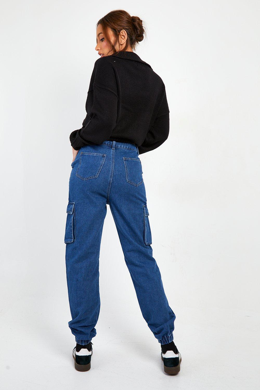 Navy blue store cargo joggers womens